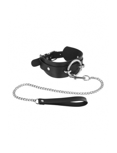 Collier noir anneau et...