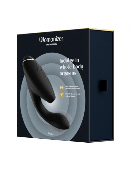 Image du Womanizer Duo 2 Black, stimulateur clitoridien à pulsations pour plaisir intense.-1